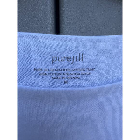 J. Jill Pure Jill Boat-neck Layered Tunic Top White Cotton Modal Women's Sz M - Picture 6 of 8
